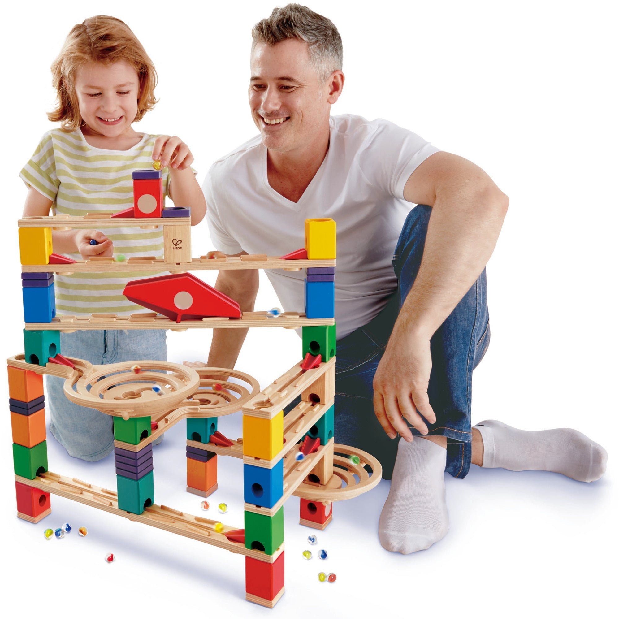  Hape Hape Quadrilla Wooden Marble Run DIY Construction,134 Pieces - Multi - Bonton