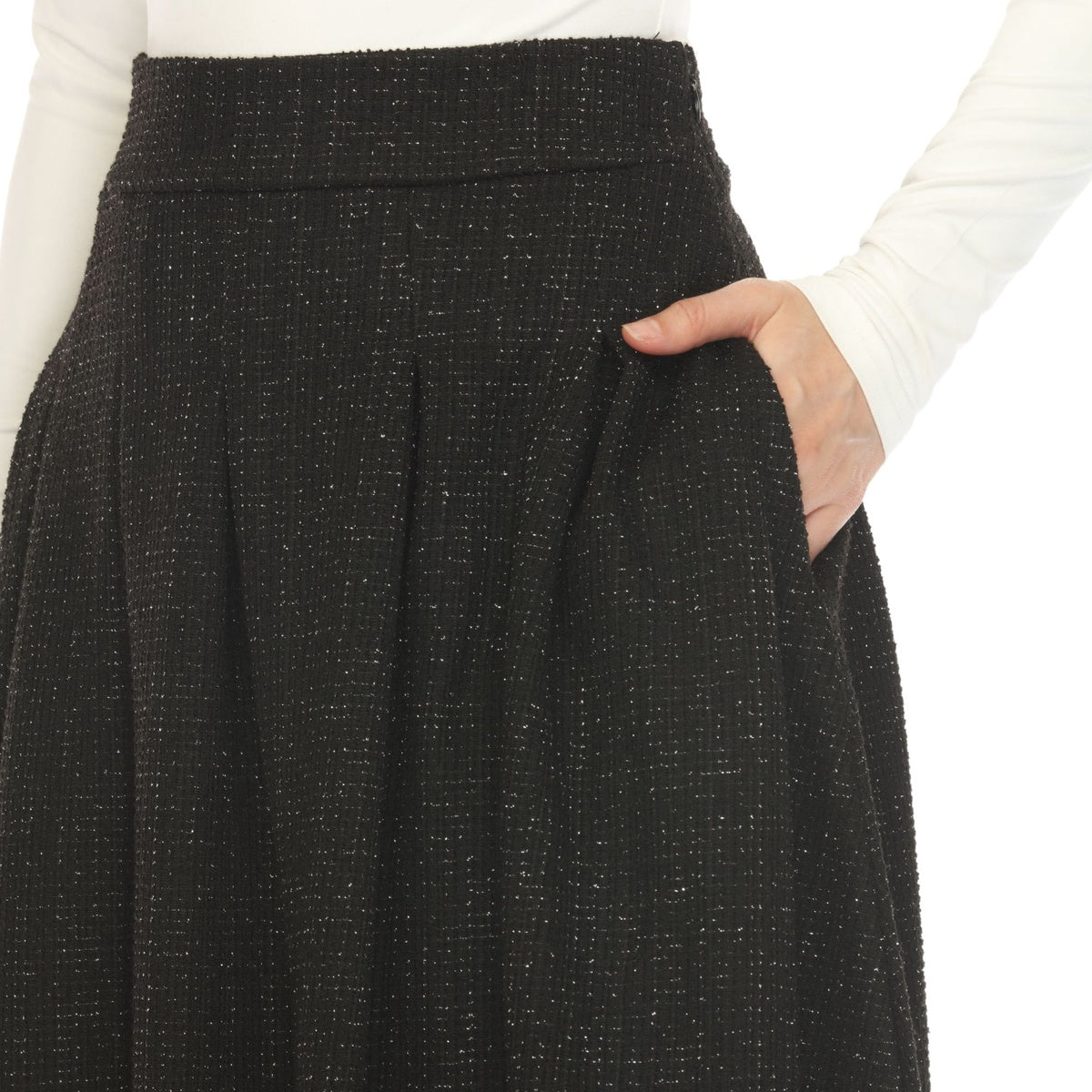  White Mark Women's Flared Tweed Skirt - S - Bonton