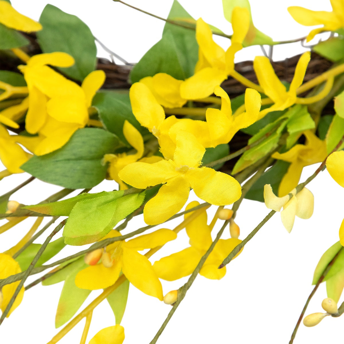 Northlight Forsythia and Leaves Artificial Spring Floral Wreath  Yellow - 20-Inch - Default Title - Bonton