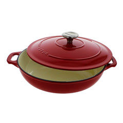 French Enameled Cast Iron Braiser With Lid, 1.8-Quart, Red