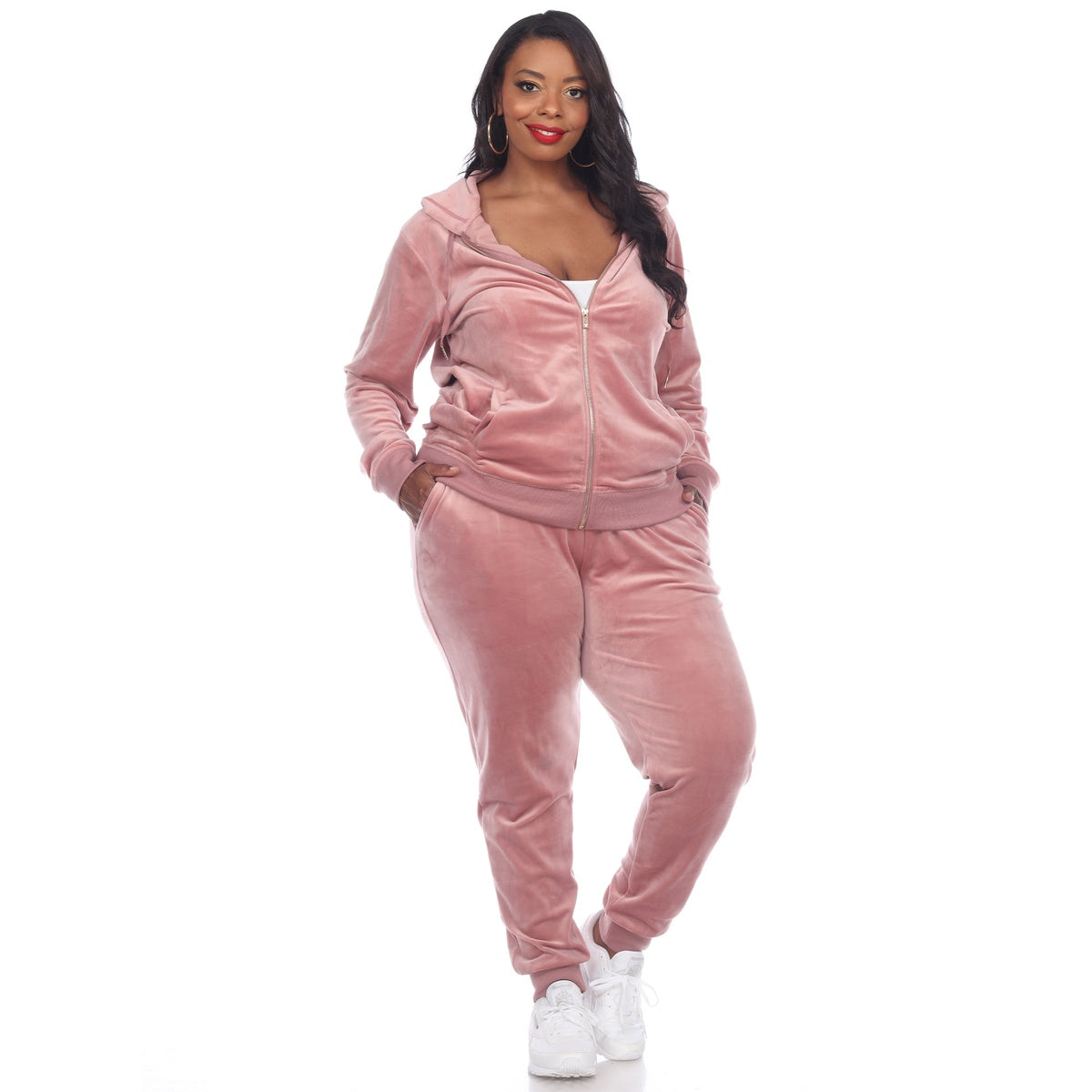  White Mark Plus Size 2 Piece Velour Tracksuit Set - 3X - Bonton