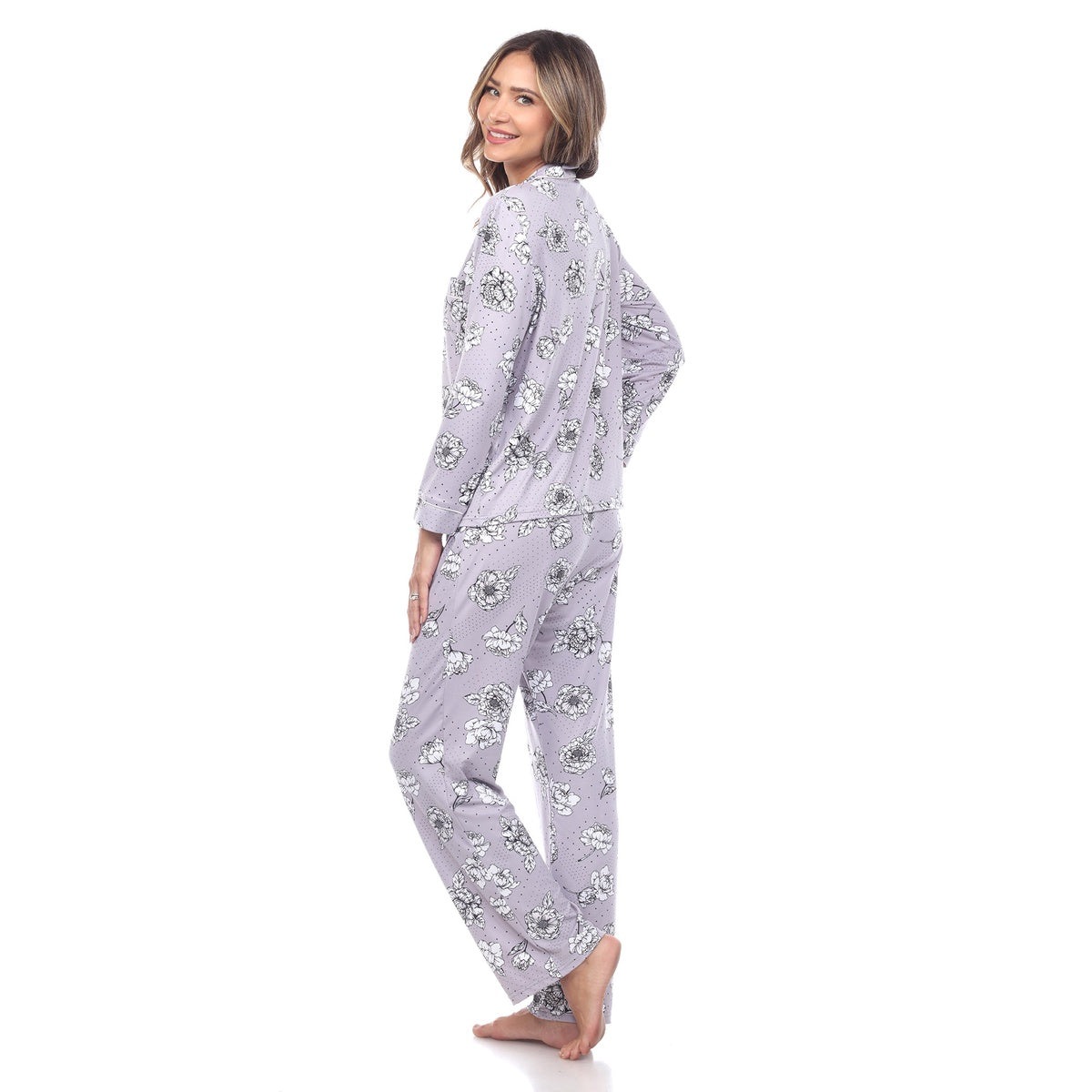  White Mark Women's Long Sleeve Floral Pajama Set - S - Bonton