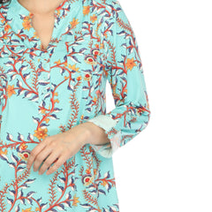 Women's Paisley Button Front Tunic Top