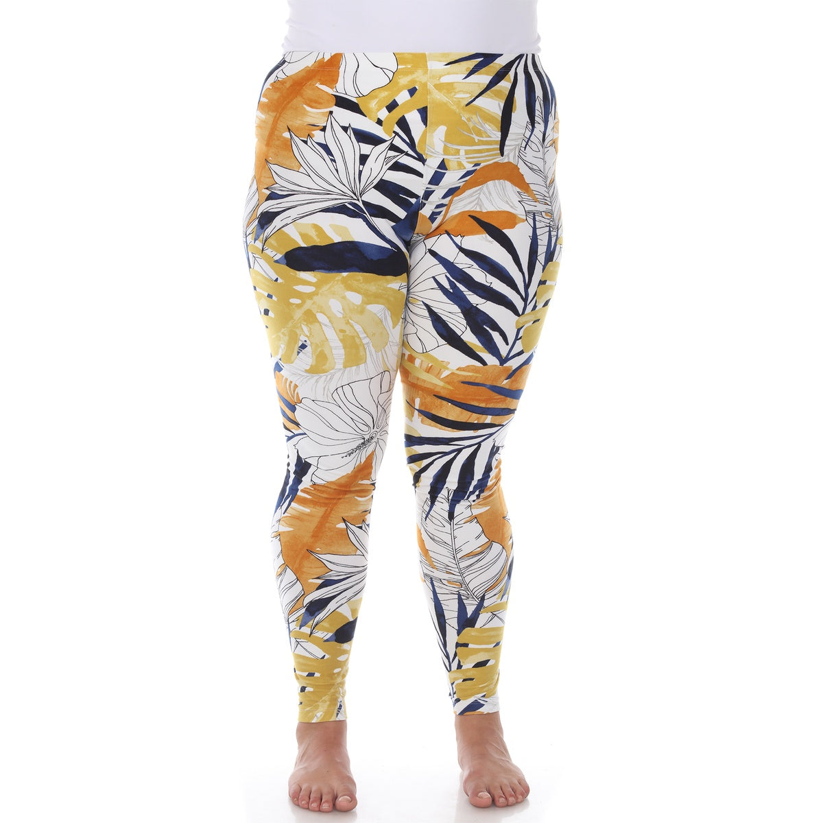  White Mark Plus Size Super Soft Tropical Printed Leggings - one size - Bonton