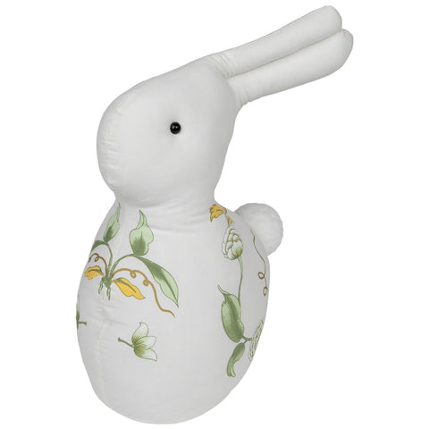 Plush Soft Floral Rabbit Spring Easter Decoration - 14" - White  Green and Yellow