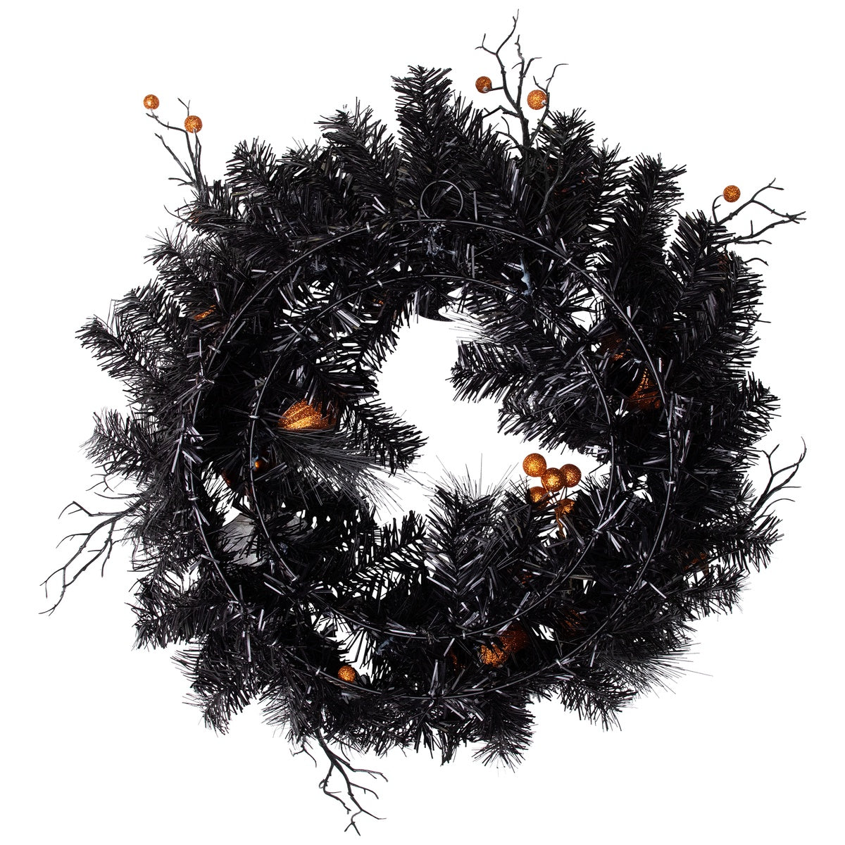  Northlight Ornaments and Ghost Halloween Twig Pine Wreath - 24