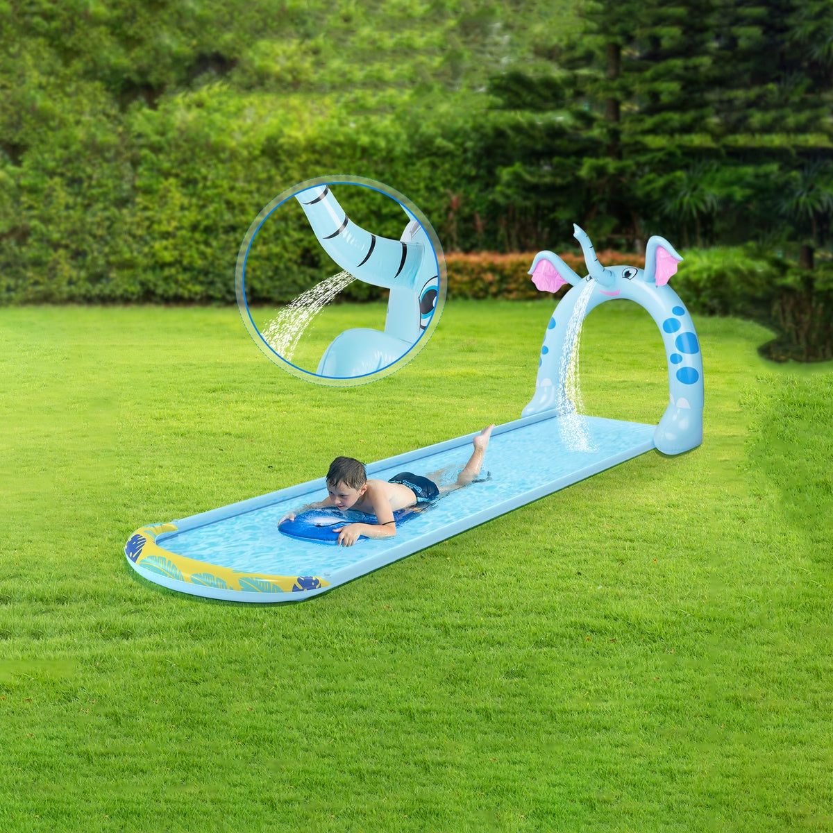  Pool Central 16' Inflatable Elephant Arch Sprayer Slide Outdoor Kids Water Toy - Default Title - Bonton