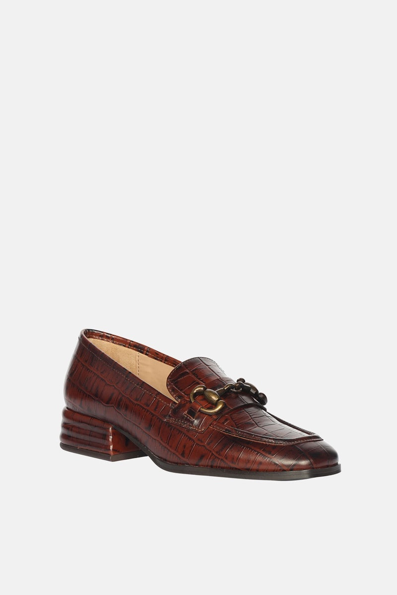  Saint G Jacqueline Croco - Heeled Loafers - Chocolate - Bonton