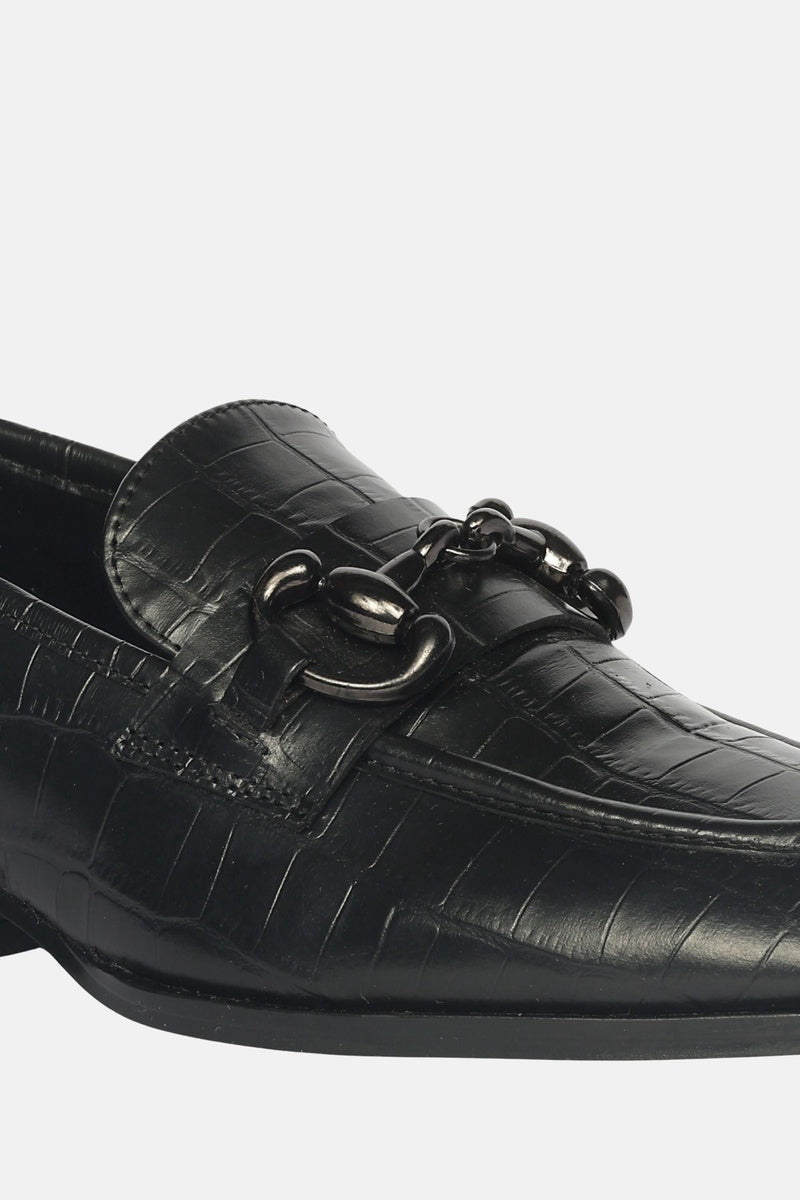  Saint G Jacqueline Croco - Heeled Loafers - Black - Bonton