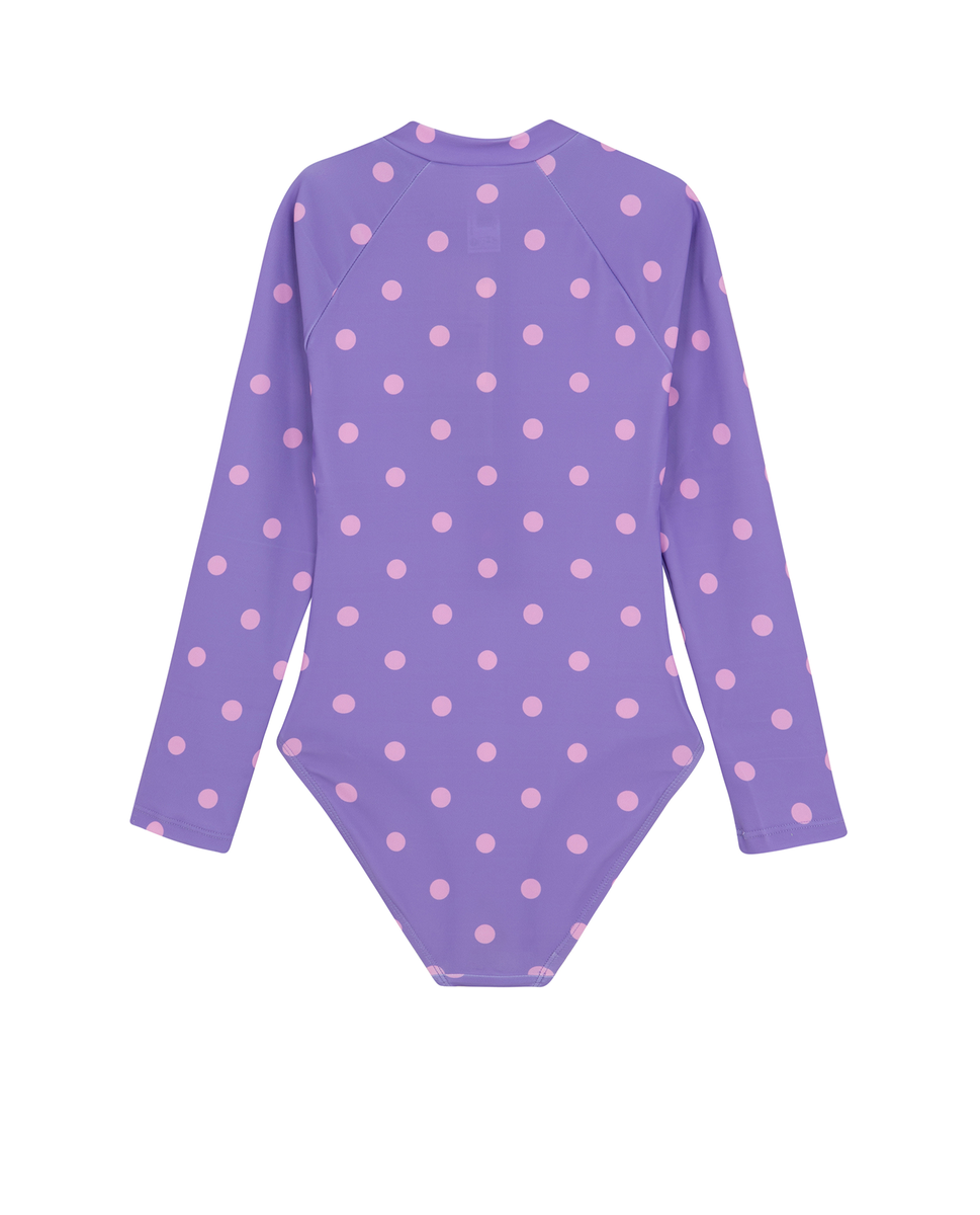  Gottex Kids Dot Dot Dot Long Sleeve Zip Front One Piece - Purple - Bonton