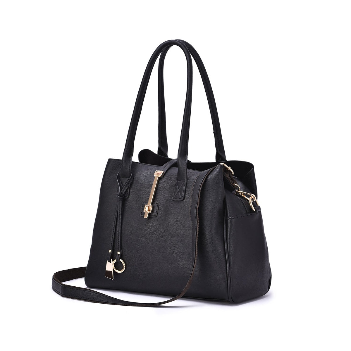  Mellow World Jasmine Structured 3-Compartment Satchel - Black - Bonton