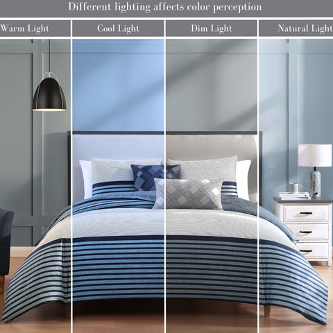 Bebejan Blue Geo Lines 5 Piece Reversible Comforter Set
