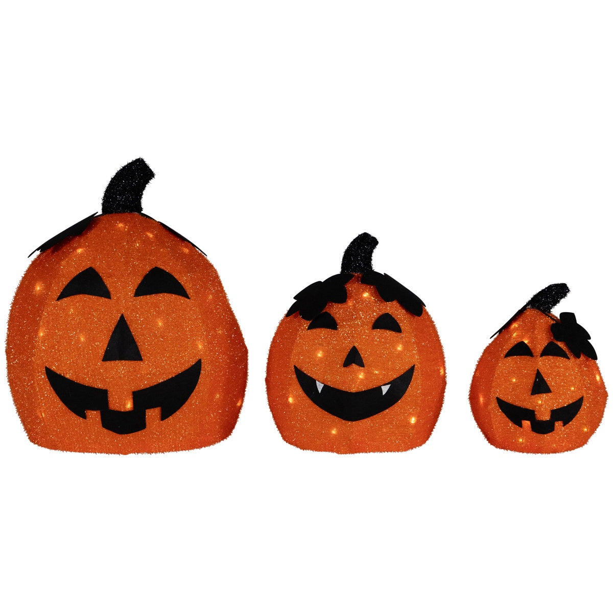  Northlight LED Lighted Jack O' Lantern Outdoor Halloween Decorations - Warm White - Set of 3 - Default Title - Bonton