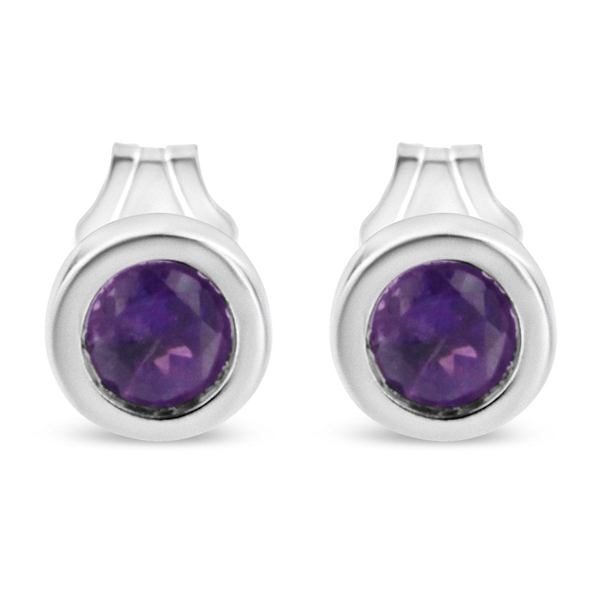  Haus of Brilliance .925 Sterling Silver Bezel Set 3.5Mm Treated Purple Amethyst Gemstone Solitaire Stud Earrings - Purple Amethyst - Bonton