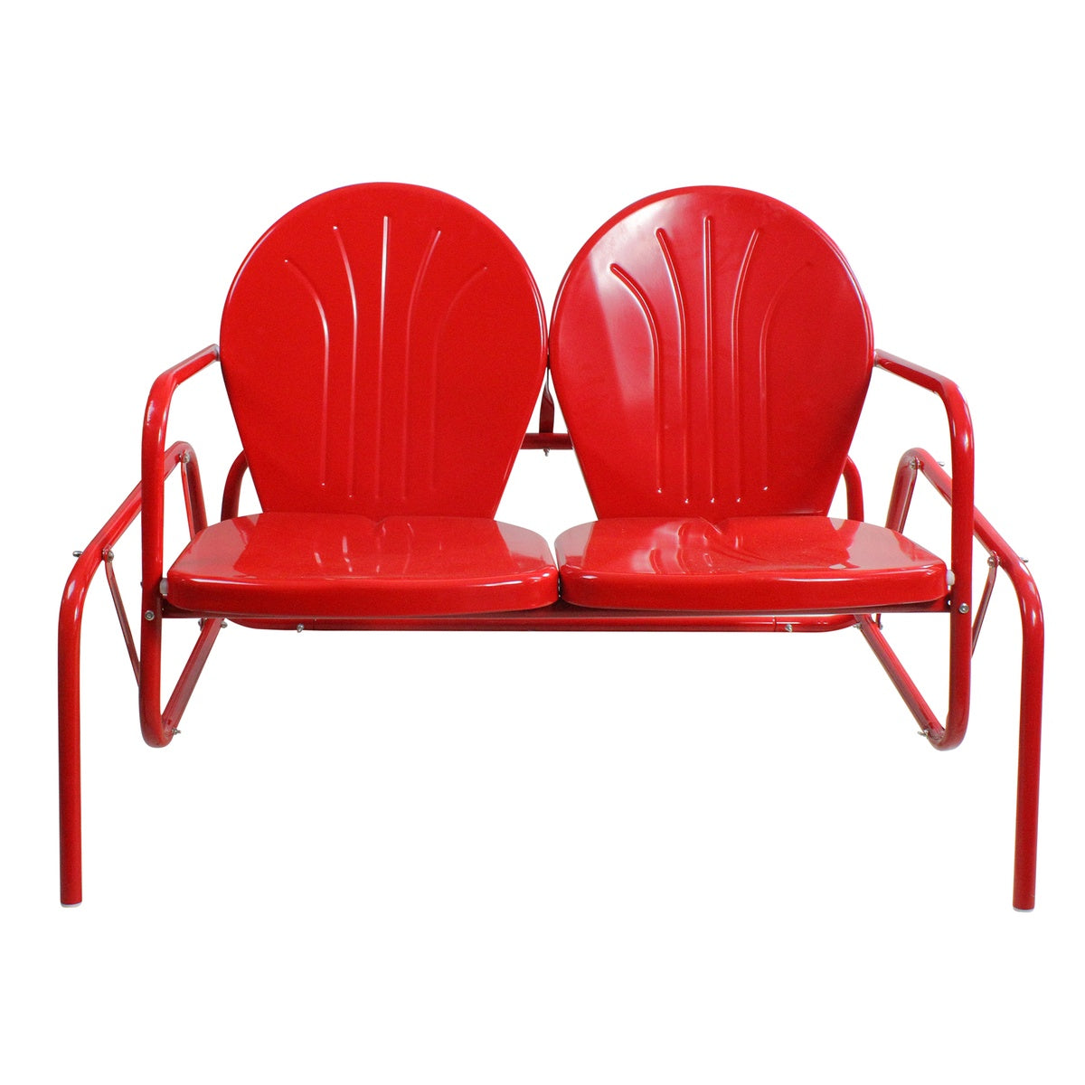  Northlight 2-Person Outdoor Retro Metal Tulip Double Glider Patio Chair  Red - Red - Bonton