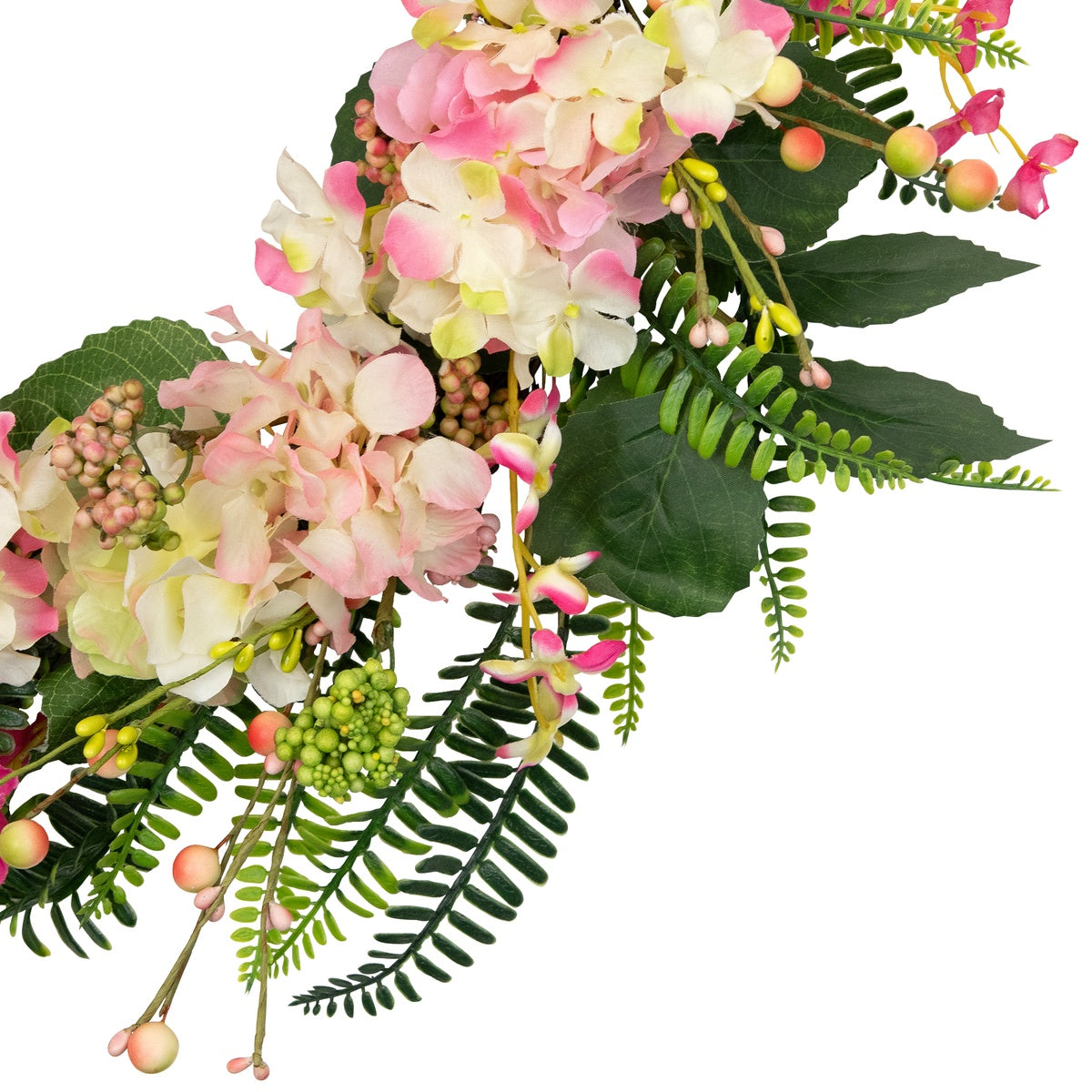  Northlight Hydrangea  Berry and Fern Artificial Spring Floral Wreath  Pink - 20-Inch - Default Title - Bonton