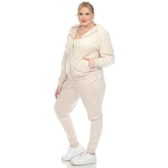 Plus Size 2 Piece Velour Tracksuit Set