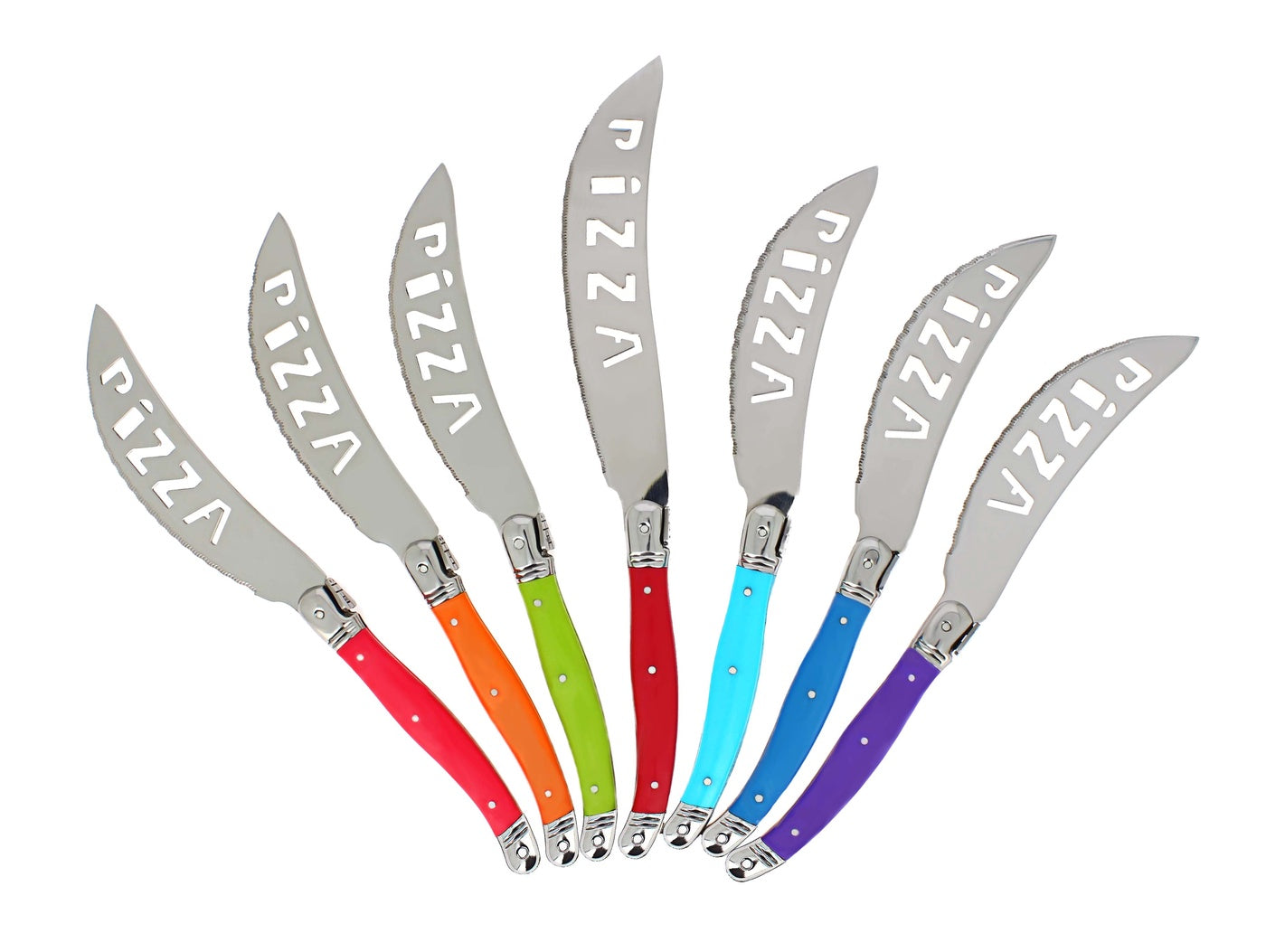  French Home 7 Piece Laguiole Pizza Knife Set, Rainbow Colors - Default Title - Bonton