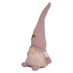 12.25" Lighted Pink Spring Gnome With Flower Hat