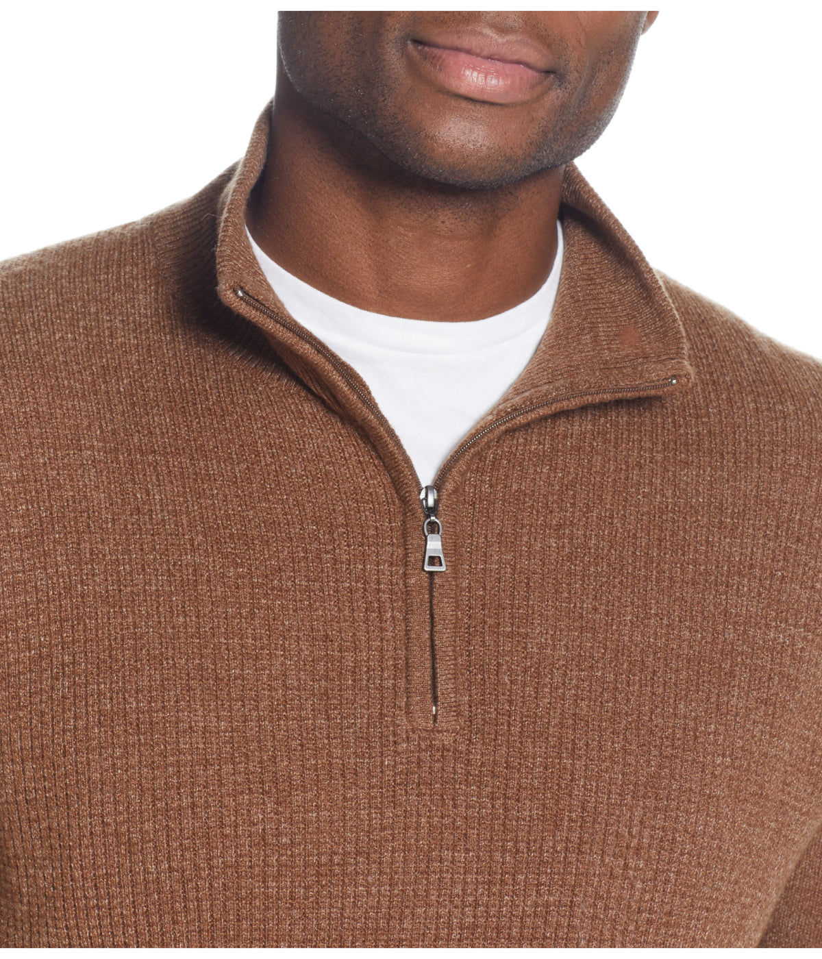 Soft Touch Waffle 1/4 Zip Sweater Almond Heather