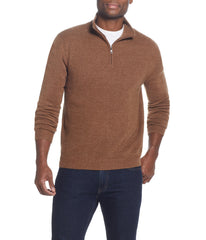 Soft Touch Waffle 1/4 Zip Sweater Almond Heather