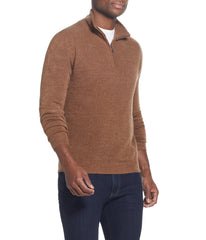 Soft Touch Waffle 1/4 Zip Sweater Almond Heather