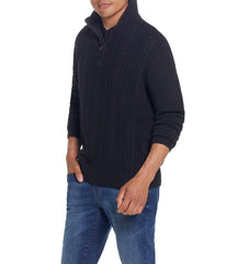 Cable Knit Quarter Zip Sweater Black