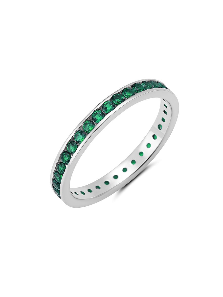  CRISLU Emerald Cubic Zirconia Eternity Band Finished in Pure Platinum - XX - Bonton