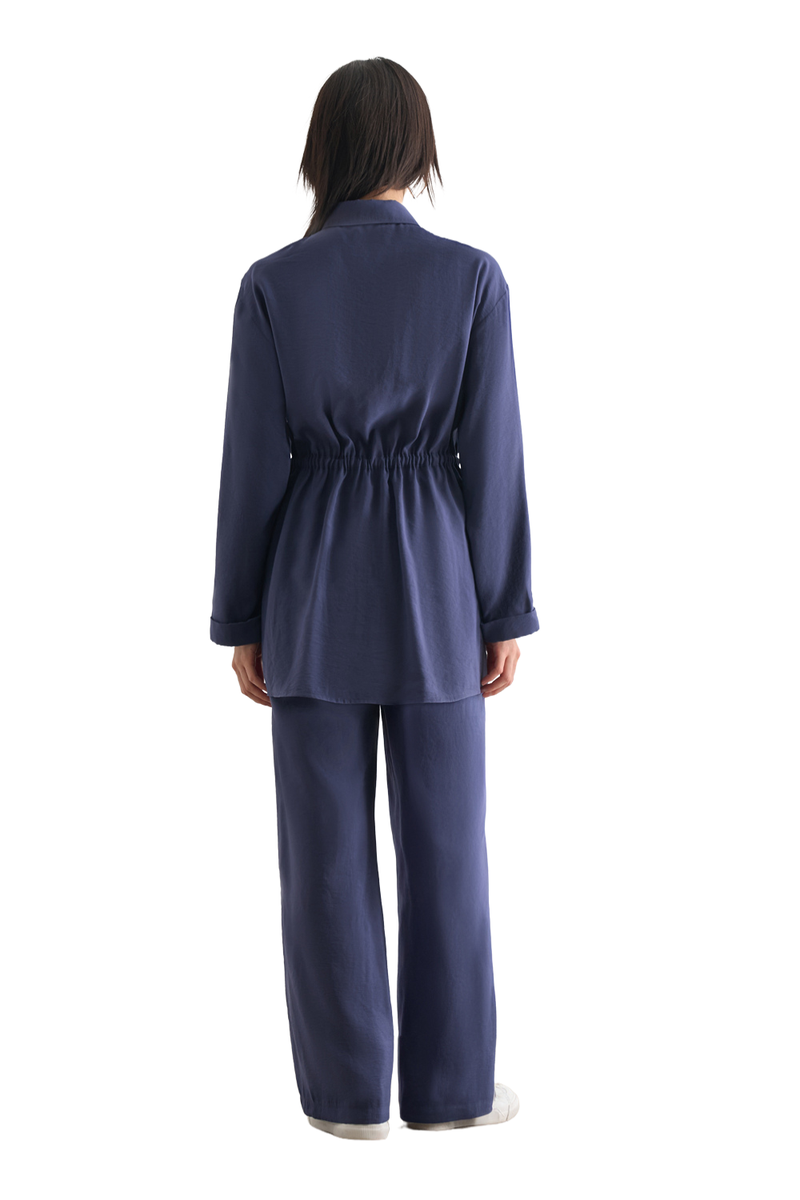  Mizalle Light Weight Cinch Waist Tunic  - Tunic - Indigo - Bonton