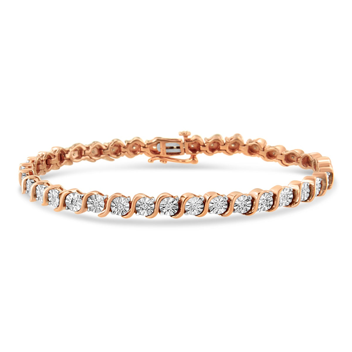  Haus of Brilliance 14K Rose Gold Plated .925 Sterling Silver 1/4 Cttw Diamond Round Miracle Plate And 