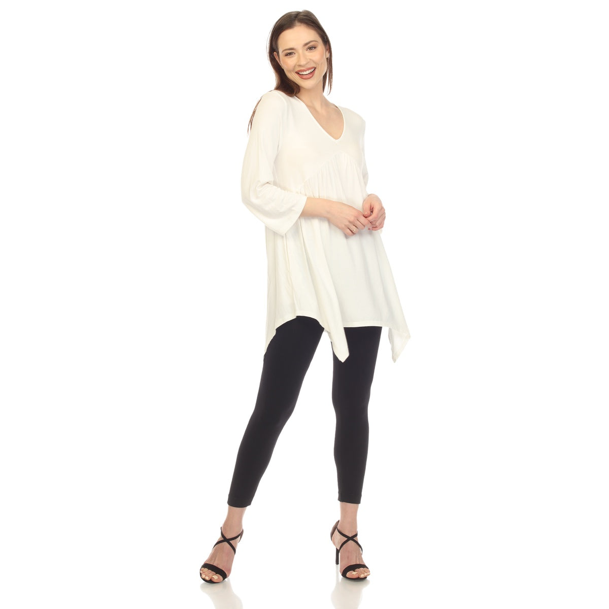  White Mark Women's Empire Waist V-Neck Tunic Top - S - Bonton