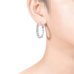 Colored Cubic Zirconia Inside Out Hoop Earrings