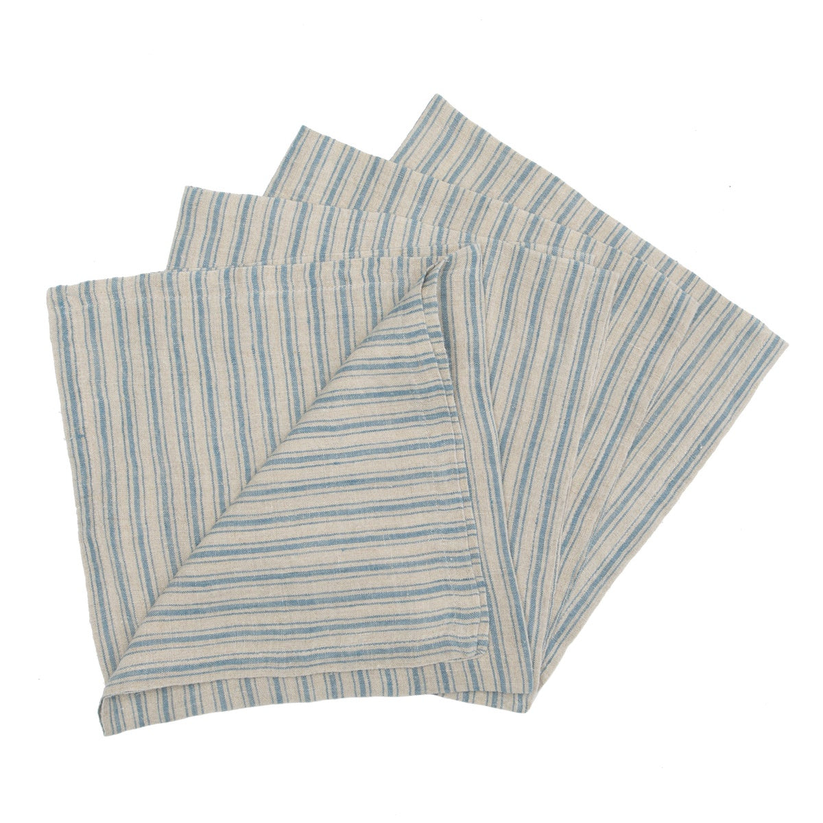  Caravan Boat Stripe Napkins, Set of 4 - Indigo & White - Bonton