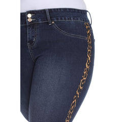 Plus Size Super Stretch Denim With Cheetah Pannel