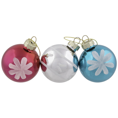 12ct Frosted and Glittered Shiny Multi Color Christmas Ball Ornaments 2.5" (65mm)