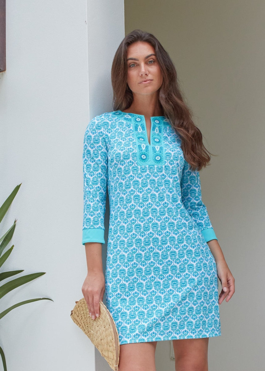  Cabana Life Rosemary Beach Embroidered Tunic Dress - XS - Bonton