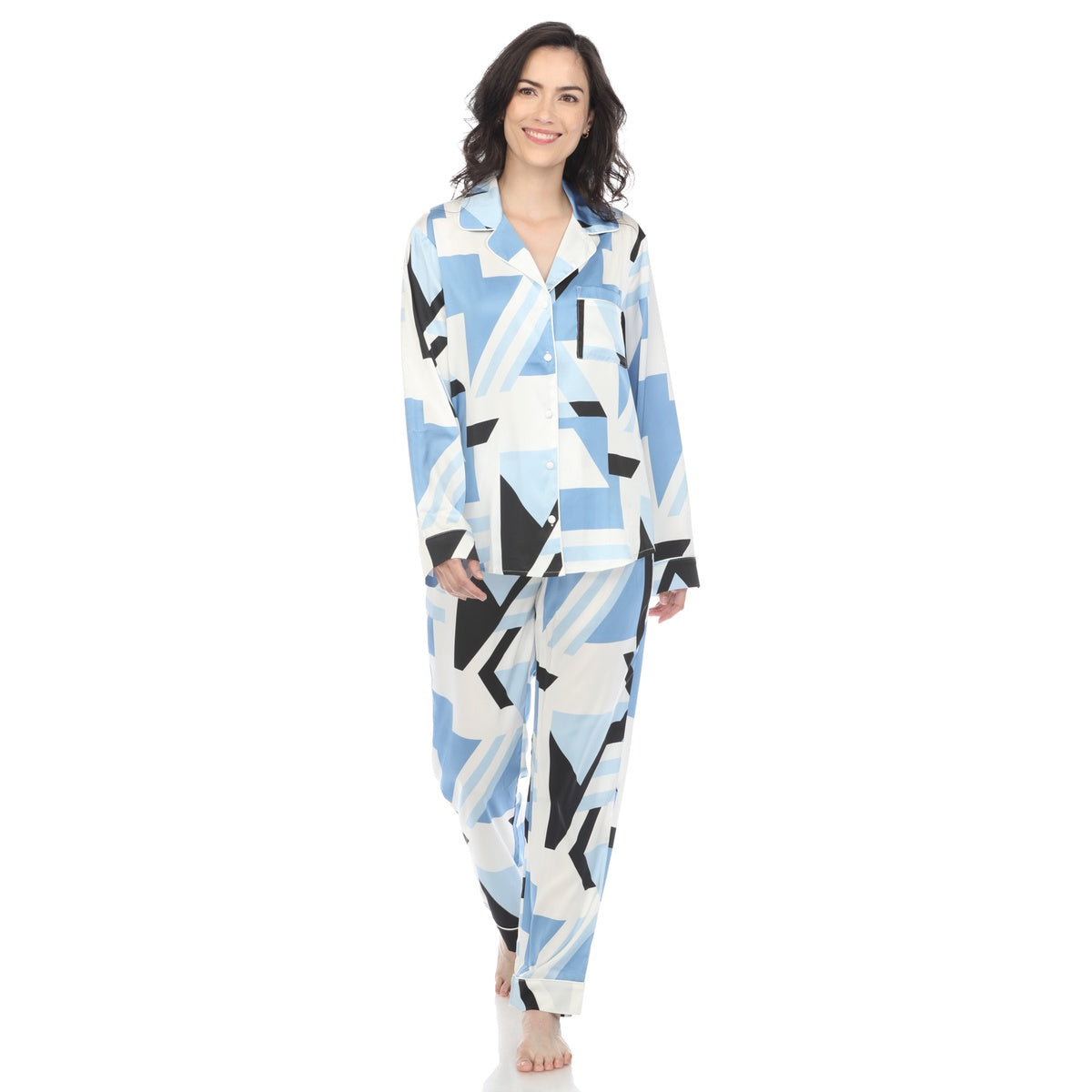  White Mark Women's Printed Satin Pajama Set - XL - Bonton