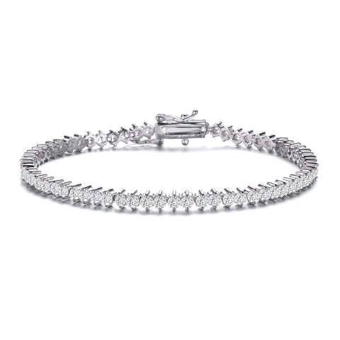 White Gold Plated Clear Round Cubic Zirconia Tennis Bracelet