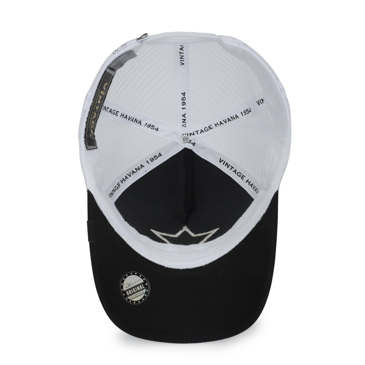  Vintage Havana Vintage Havana Trucker Hat for Women – White Mesh & Black Canvas Adjustable Cap With Washed Gold Star - Default Title - Bonton