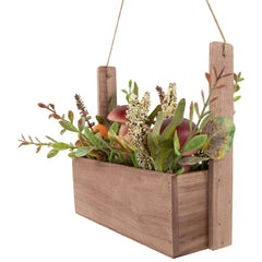 Mushroom and Foliage Fall Harvest Hanging Wooden Basket - 19"