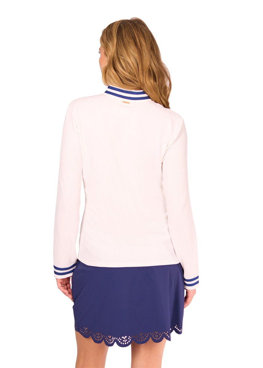  Cabana Life White Collared 1/4 Zip - XS - Bonton