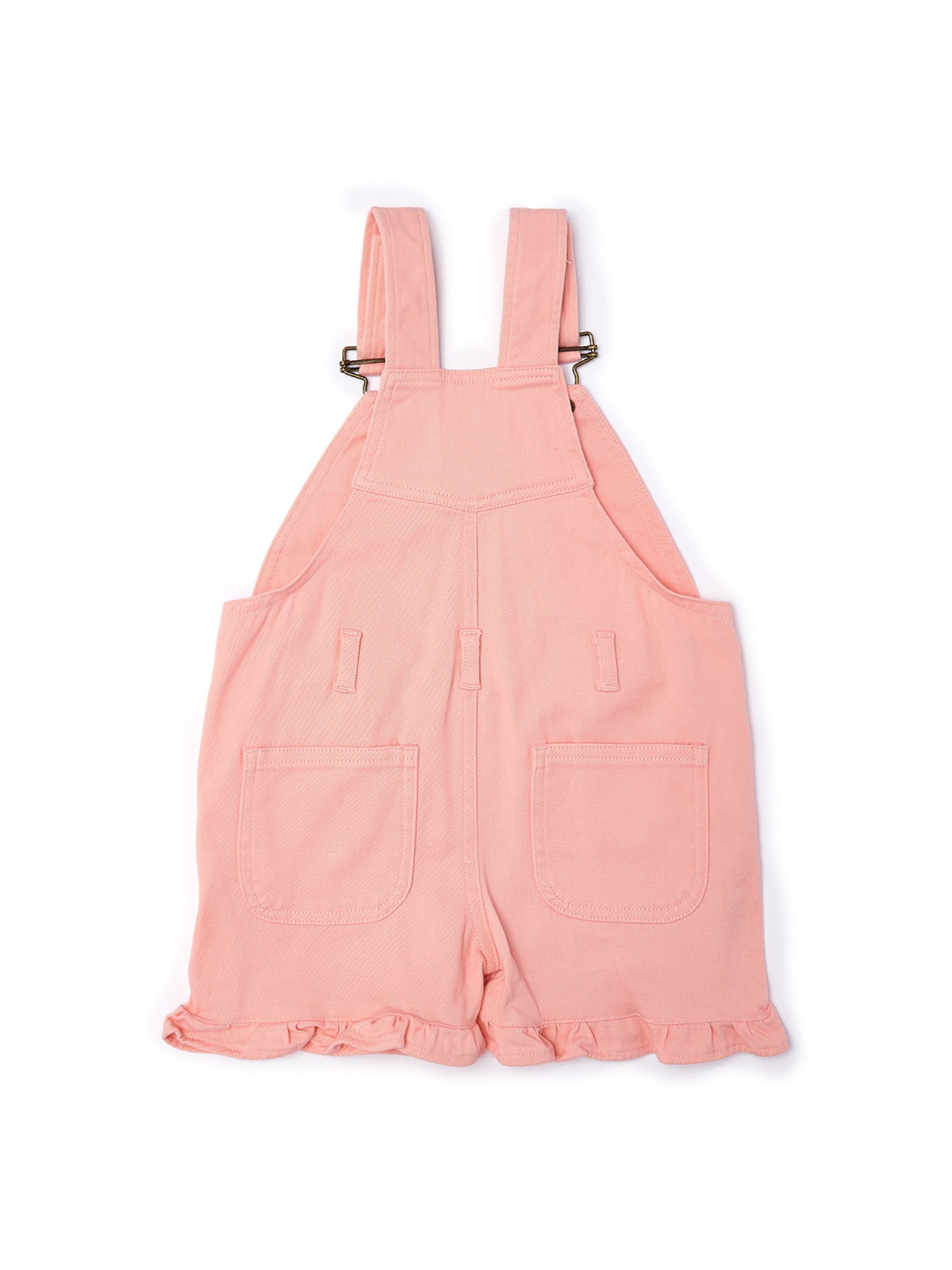  Dotty Dungarees Frilly Summer Denim Overall Shorts - Lilac - Bonton