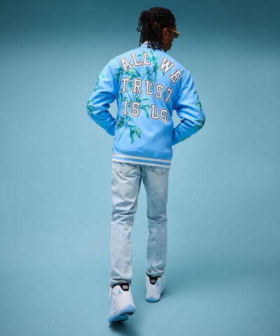 Dove Wool Varsity Jacket - Light Blue