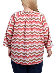 Plus Size 3/4 Sleeve Crochet Detail Blouse