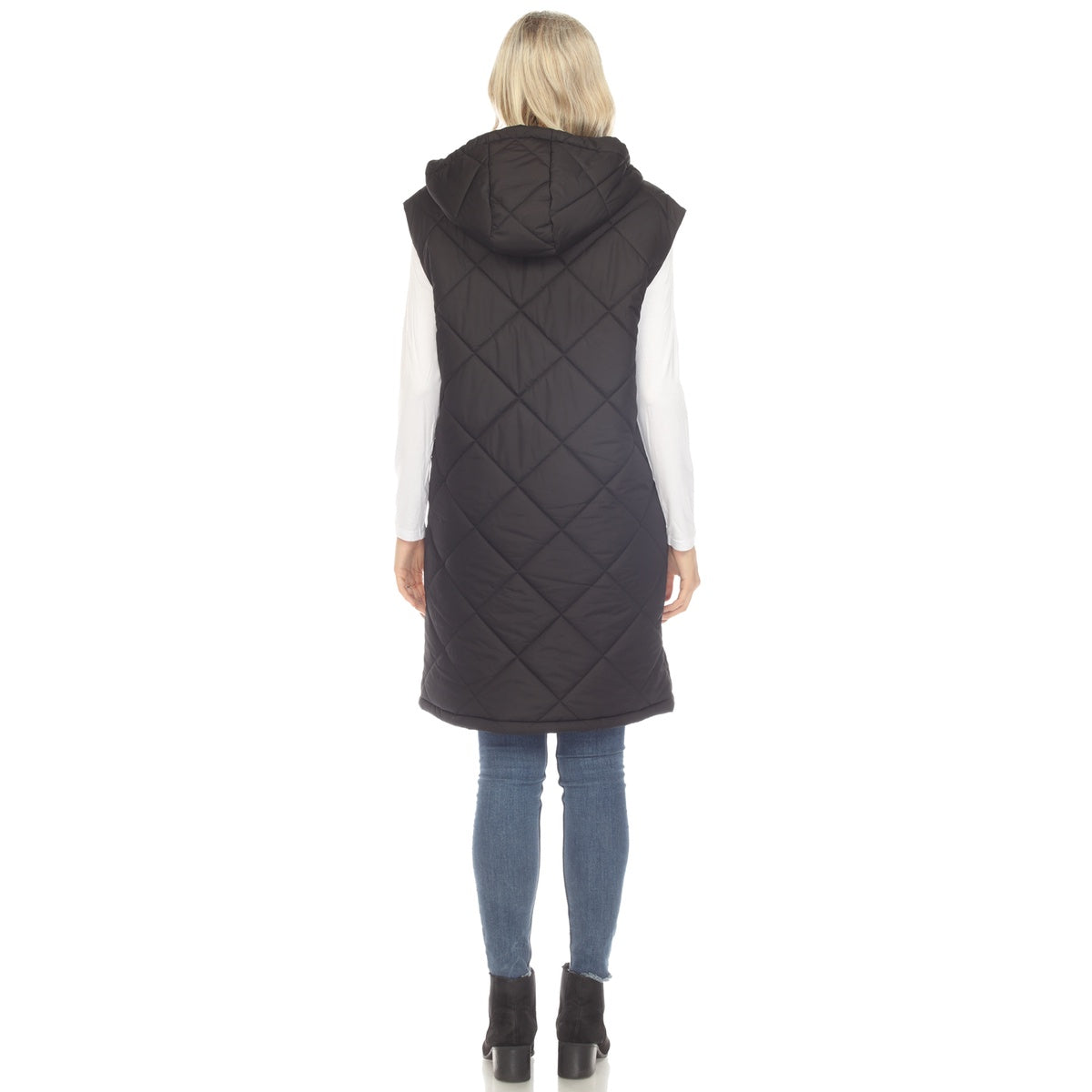  White Mark Women's Diamond Quilted Hooded Puffer Vest - Small - Bonton