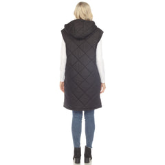 Women's Diamond Quilted Hooded Puffer Vest