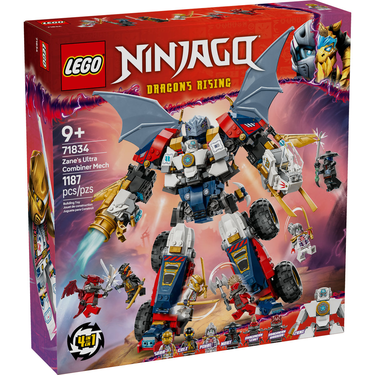 LEGO LEGO® NINJAGO® Zane’s Ultra Combiner Mech Toy 4-in-1 Building Set 71834 - Ninjago - Bonton