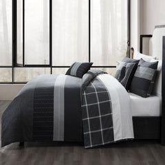 Kyle Black 100% Cotton 5-Piece Reversible Comforter Set