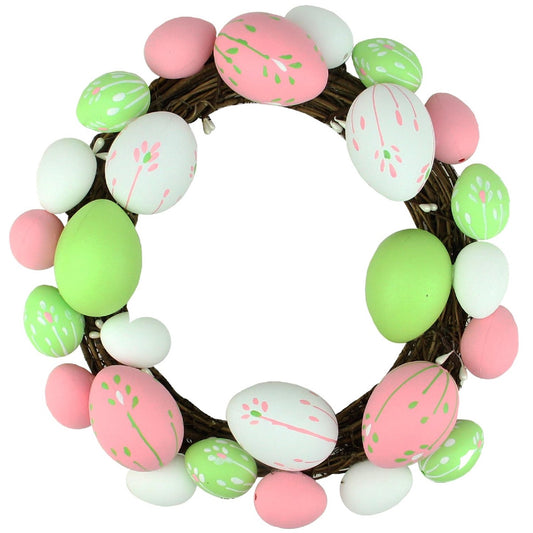 Easter Egg Grapevine Wreath - 10" - Pink and Green