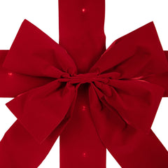 14' Pre-Lit Battery Operated Red Velvet Christmas Door Bow